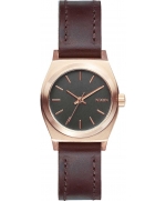 NIXON A509-2001 Small Time Teller Leather Rose Gold Gunmetal Brown 26mm 10ATM